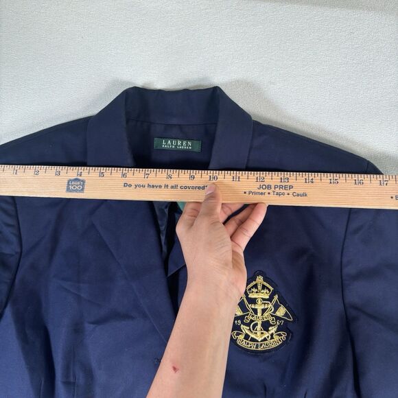 Lauren Ralph Lauren LRL Blazer Navy Blue Size XL 3D Crest Vintage Old Money - Picture 10 of 11